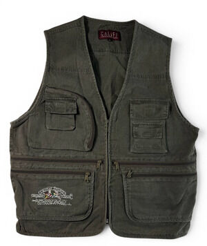 Vintage Califf Outdoor Utility Fishing Hunting Vest XL Green Multi Pocket